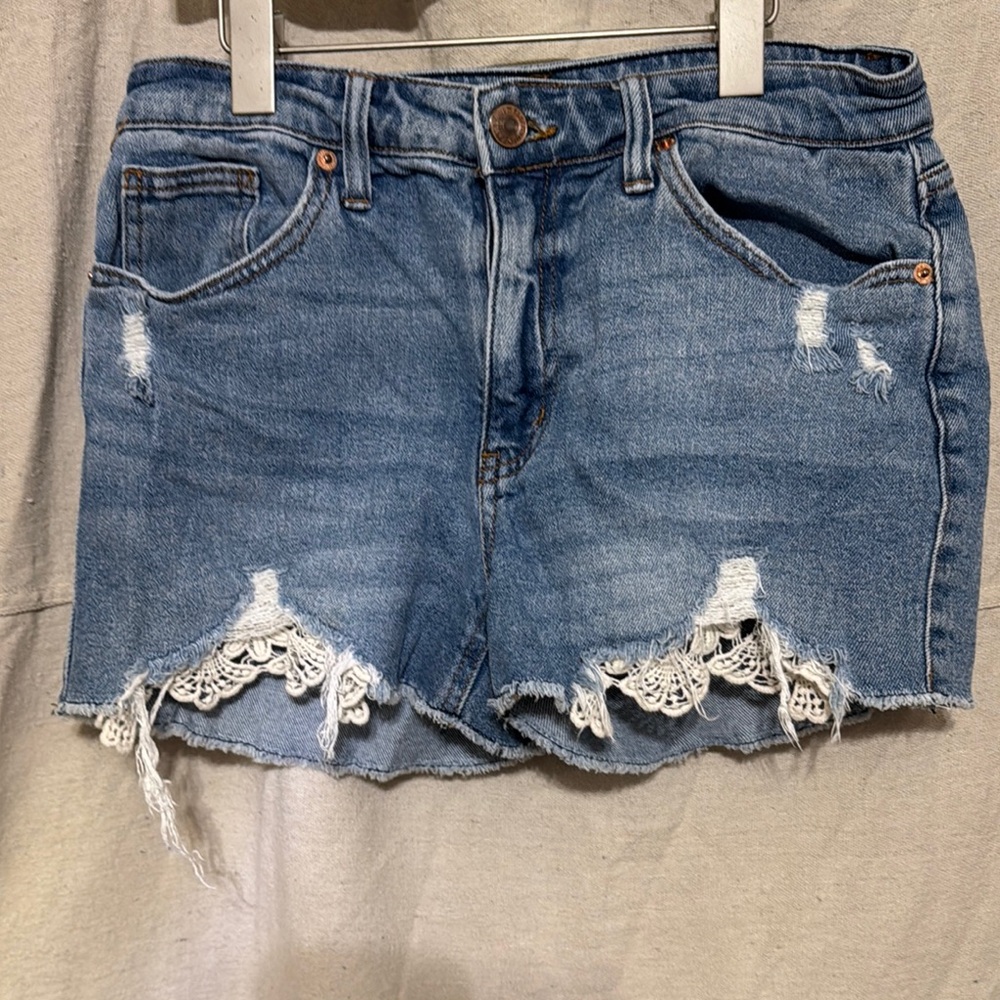 Wild Fable Blue Jean Shorts with Lace Trim